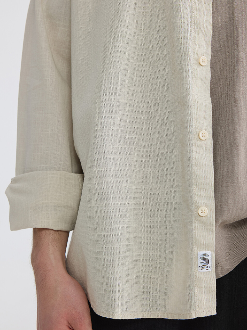 Regular Fit Grandad Collar Poplin Men's Shirt-2