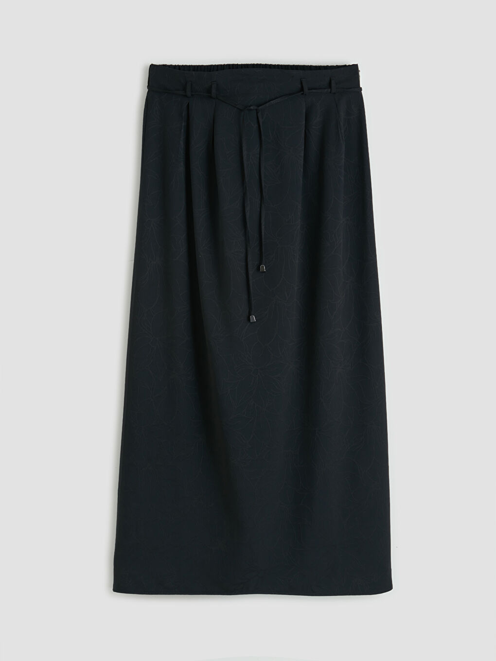 Siyah Beli Lastikli Desenli A Kesim Etek