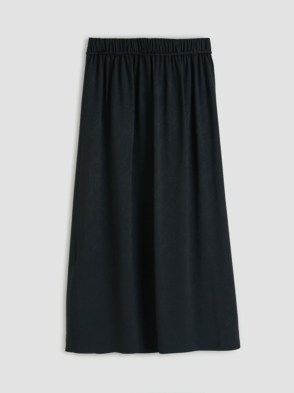 Siyah Beli Lastikli Desenli A Kesim Etek-1