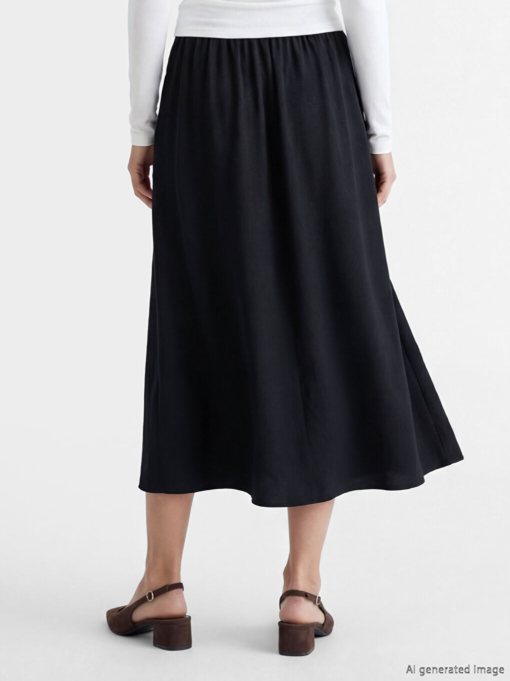 جيبة بقصة A متسعة منقوشة بخصر مرن-2