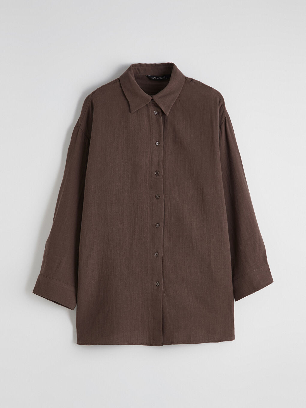 Kahverengi Müslin Kadın Gömlek Tunik	