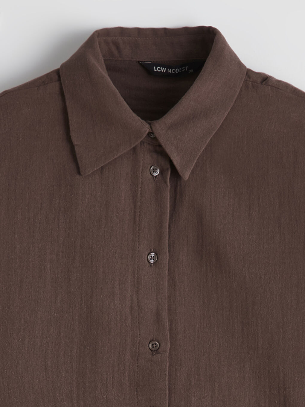 Kahverengi Müslin Kadın Gömlek Tunik	-1