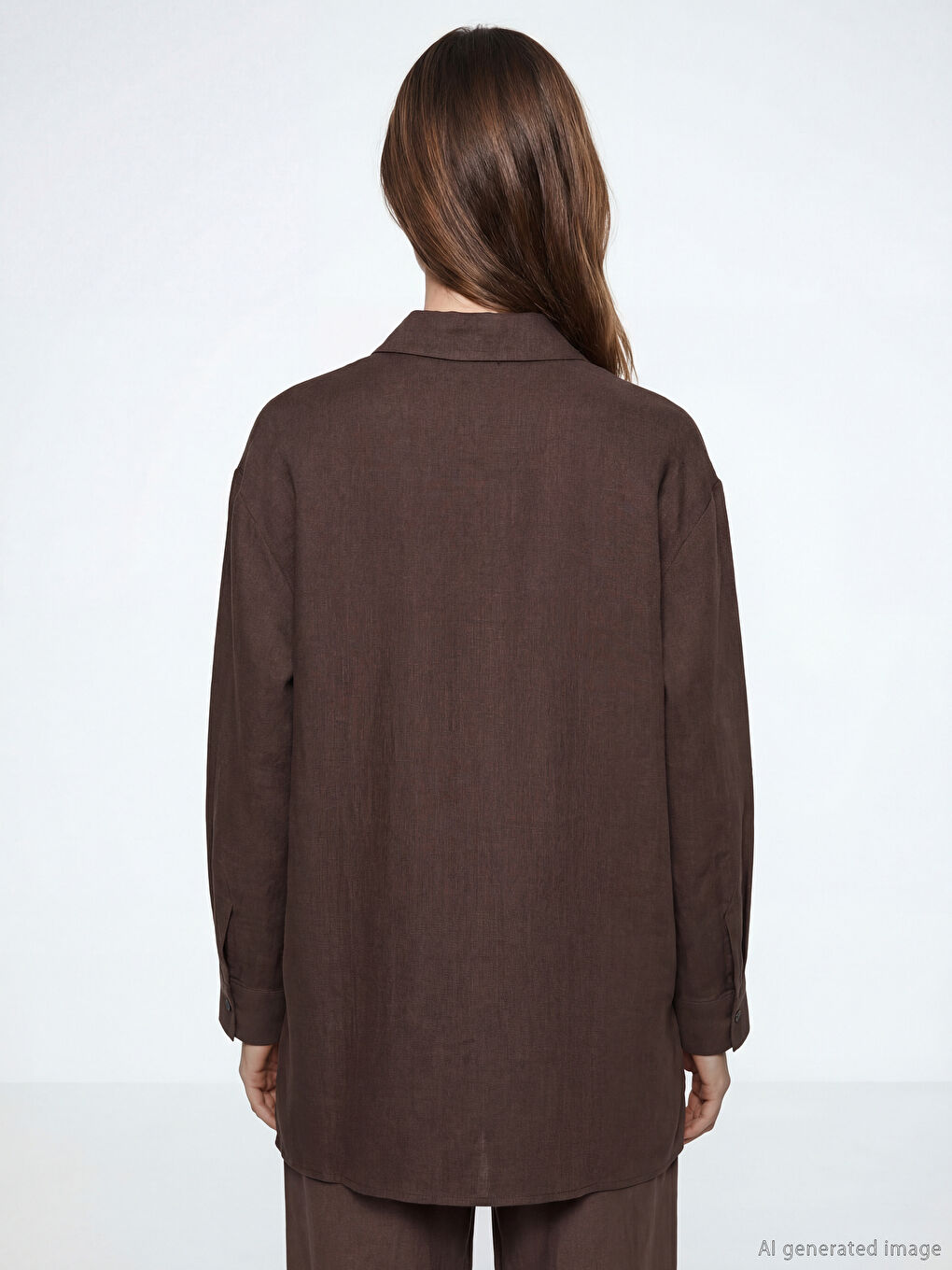 Kahverengi Müslin Kadın Gömlek Tunik	-2
