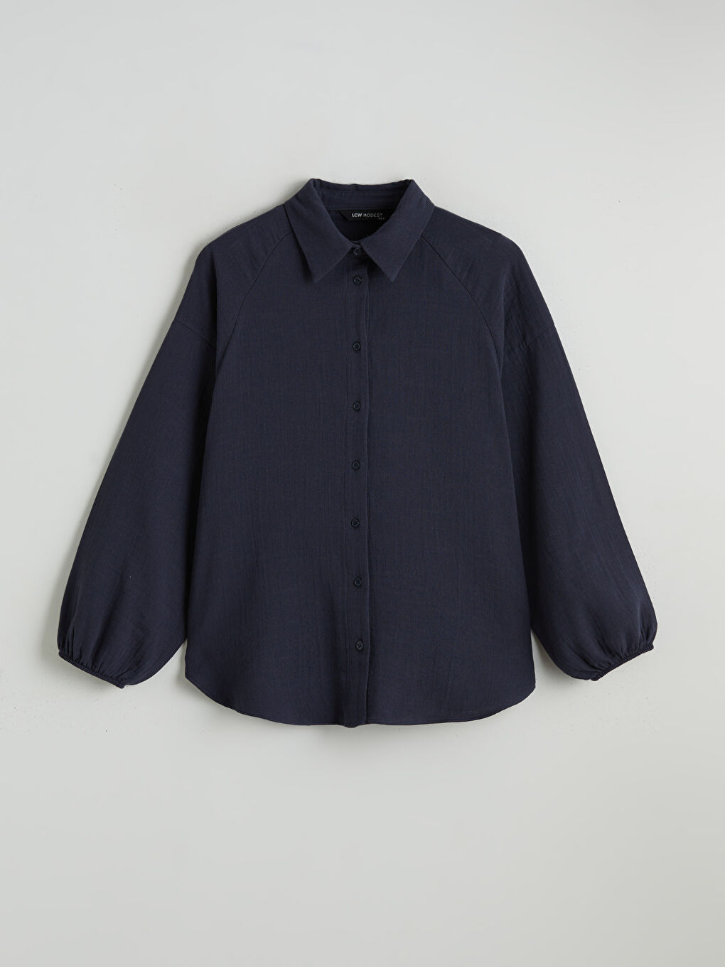 Lacivert Dokulu Oversize Müslin Kadın Gömlek Tunik-4