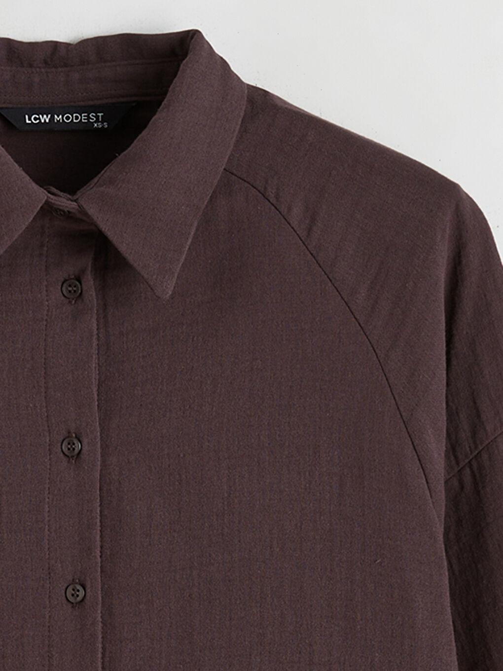 Kahverengi Dokulu Oversize Müslin Kadın Gömlek Tunik-6