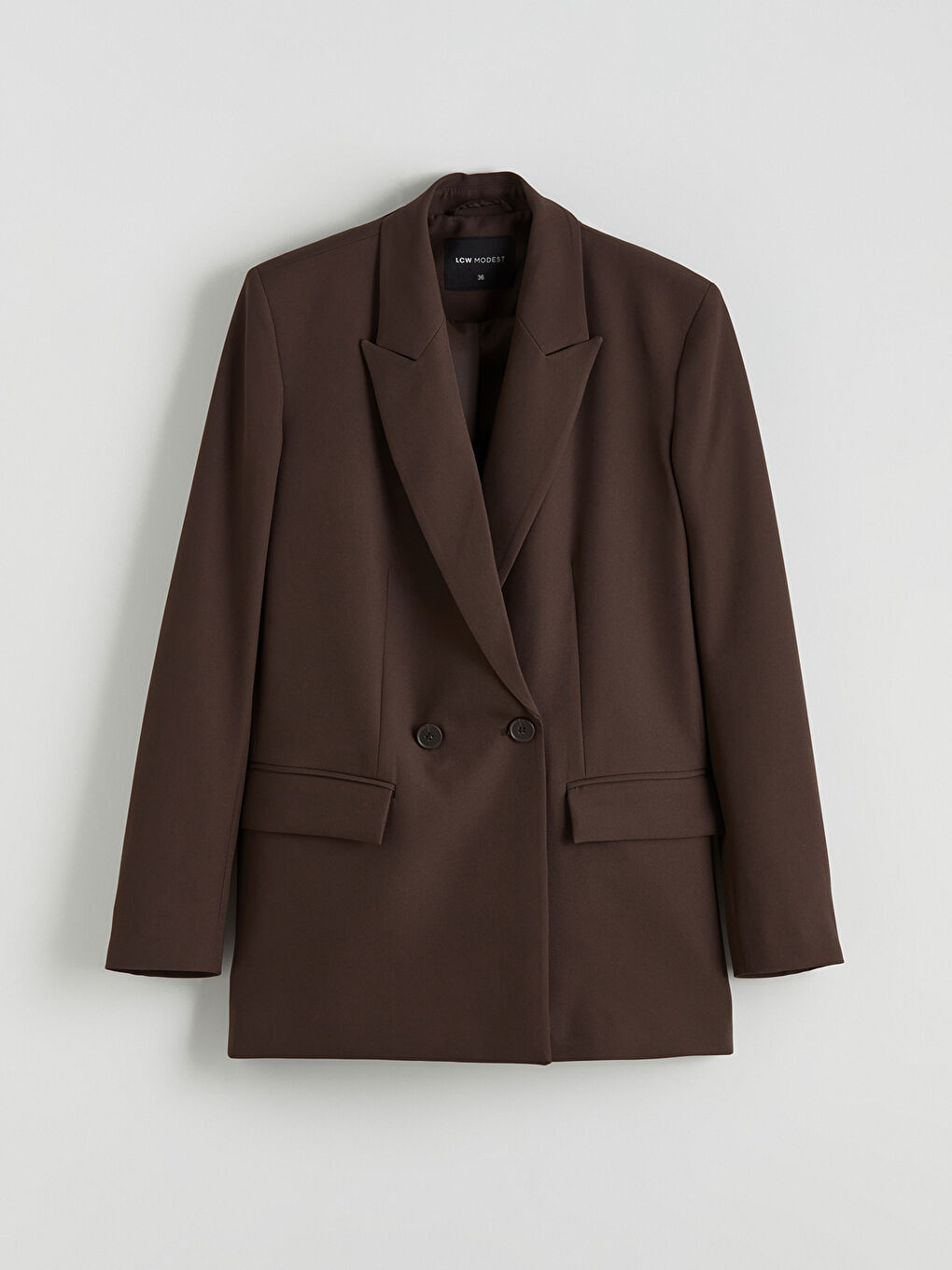 Kahverengi Kruvaze Yaka Kadın Blazer Ceket-5