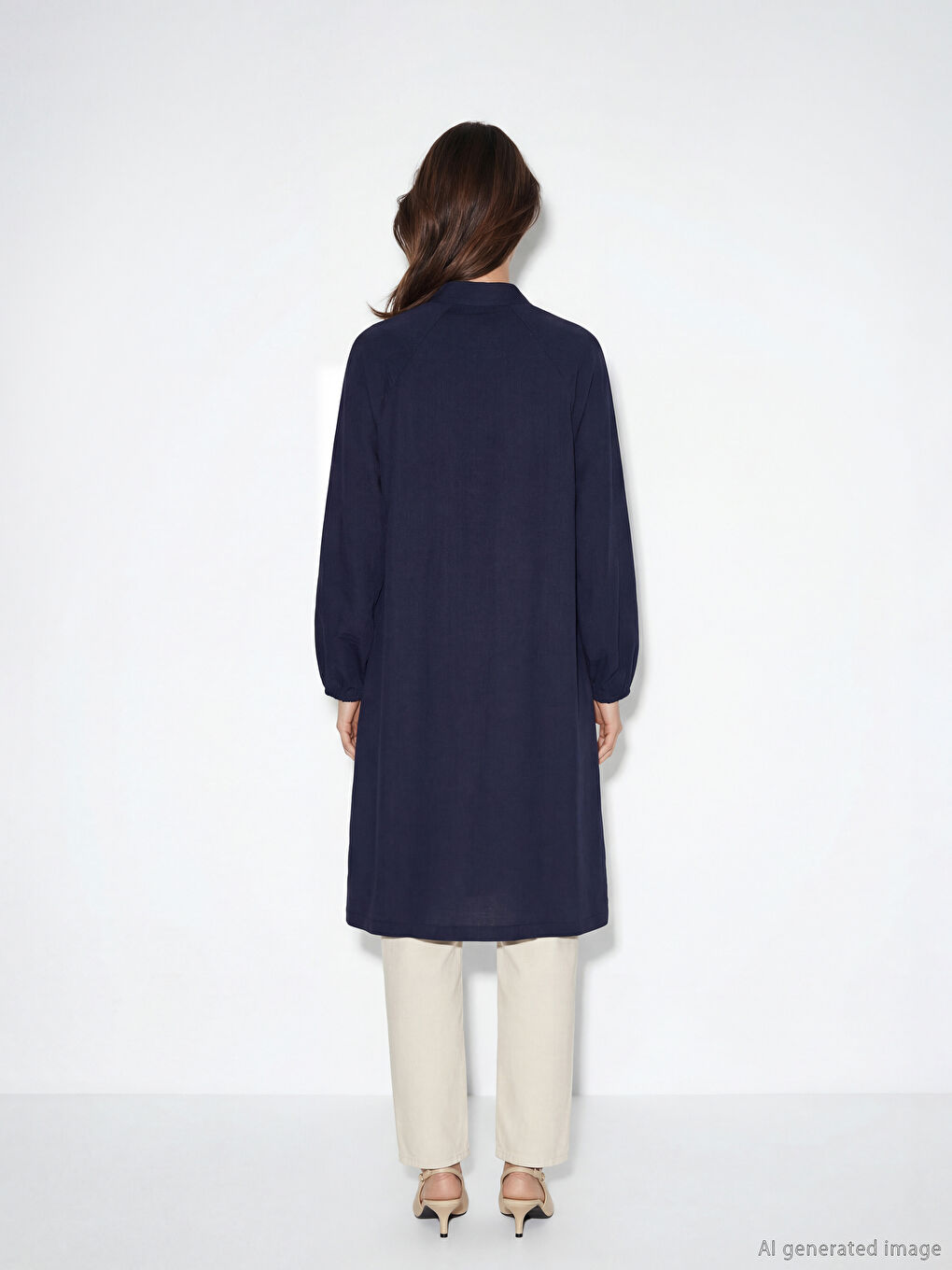 Lacivert Dik Yaka Kadın Tunik-2