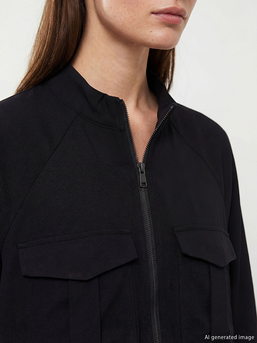 Siyah Dik Yaka Kadın Tunik-2