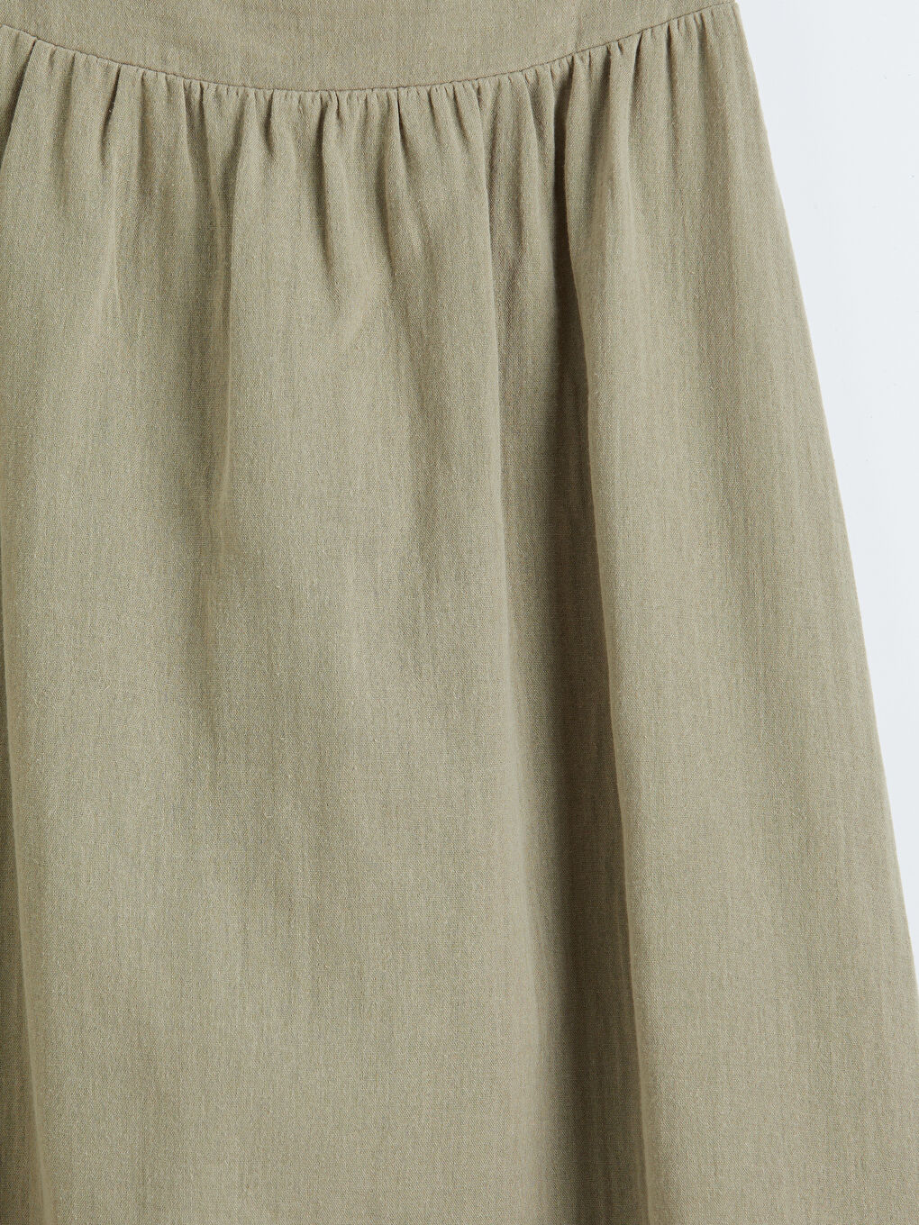 Haki Beli Lastikli Dokulu Kloş Etek-2