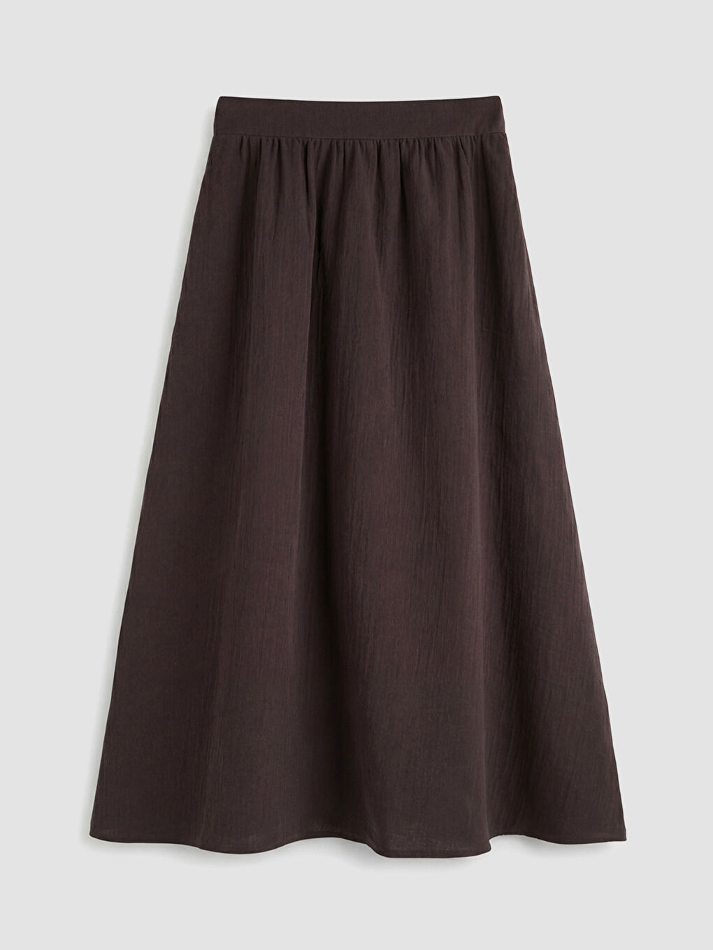 Kahverengi Beli Lastikli Dokulu Kloş Etek