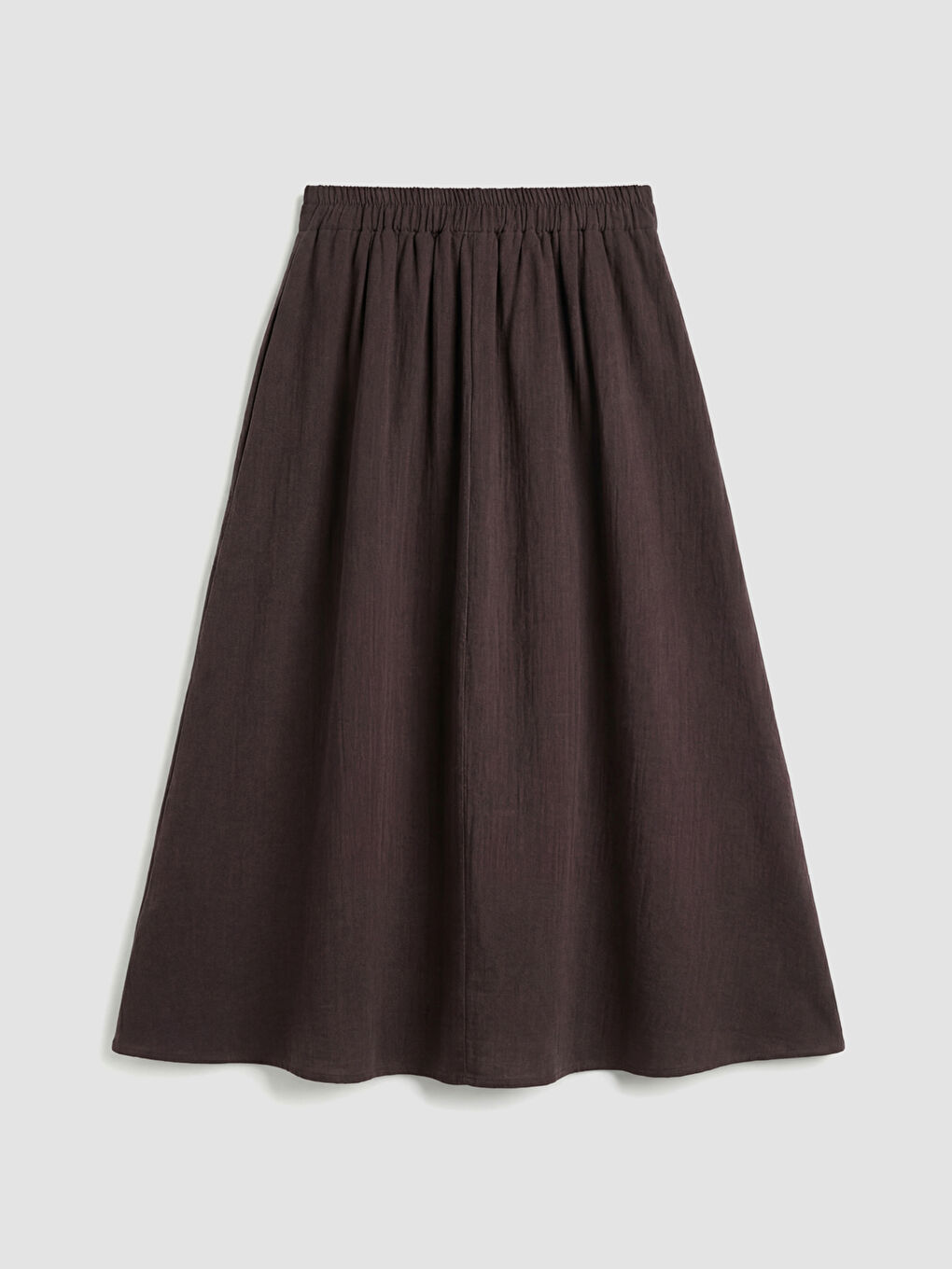 Kahverengi Beli Lastikli Dokulu Kloş Etek-1