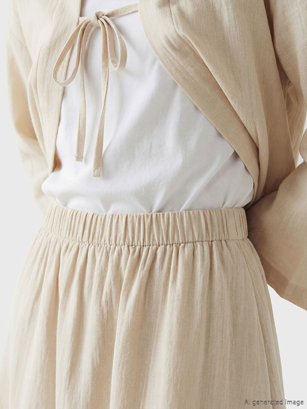 Elastic Waist Textured Flared Skirt-2