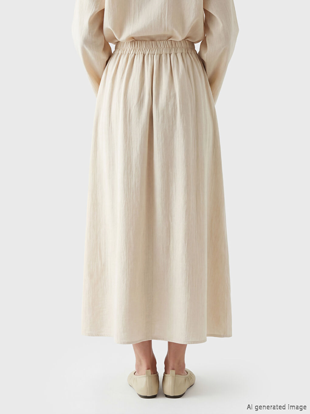 Elastic Waist Textured Flared Skirt-3