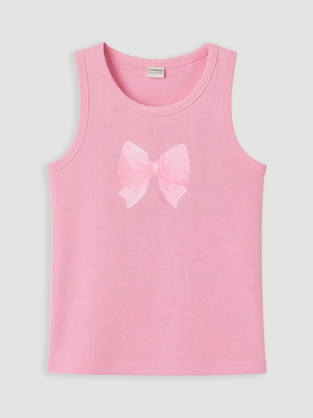 Crew Neck Bow Printed Girls' Tank Top