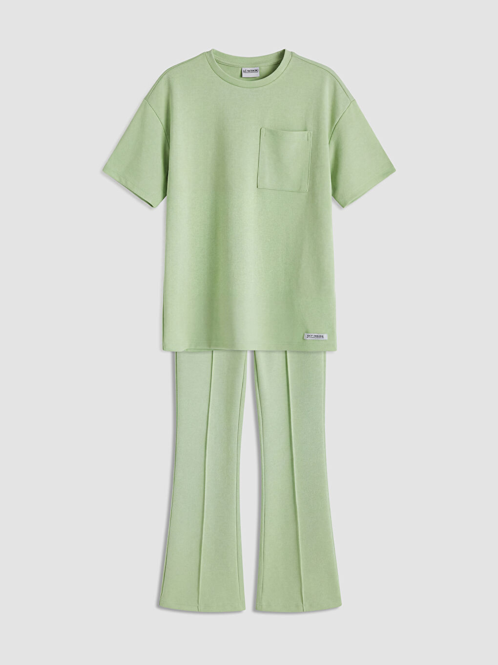 Yeşil Kız Çocuk Tişört ve İspanyol Paça Tayt