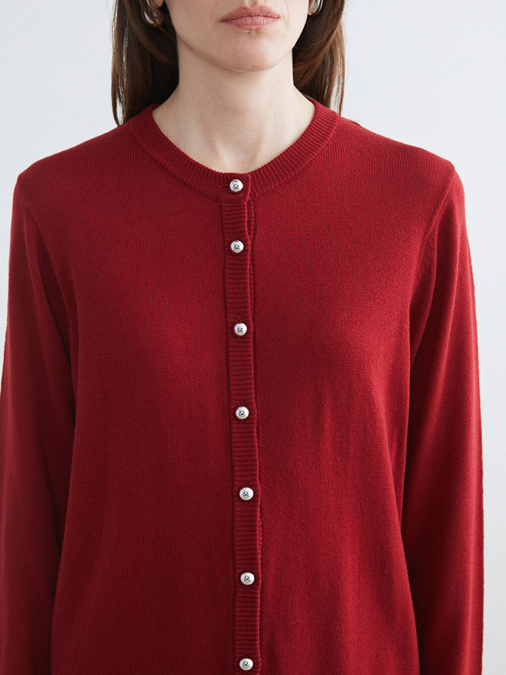 Жилетка от трико с кръгло деколте за жени-2