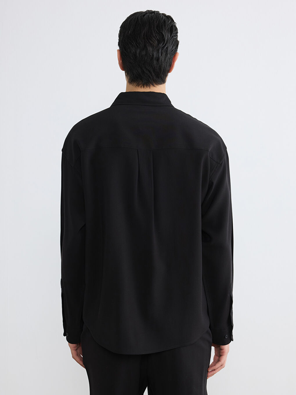 Тік пішімді добби маталы ерлер жейдесі-3