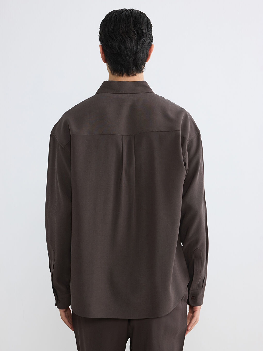 Kahverengi Regular Fit Armürlü Erkek Gömlek-3