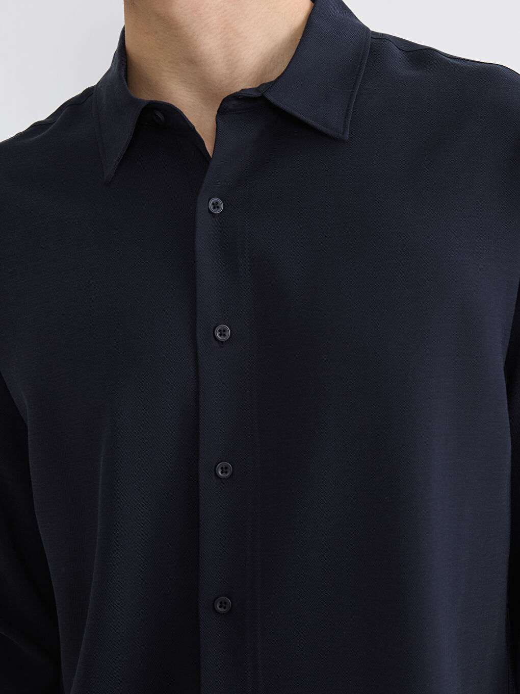 Lacivert Regular Fit Armürlü Erkek Gömlek-2