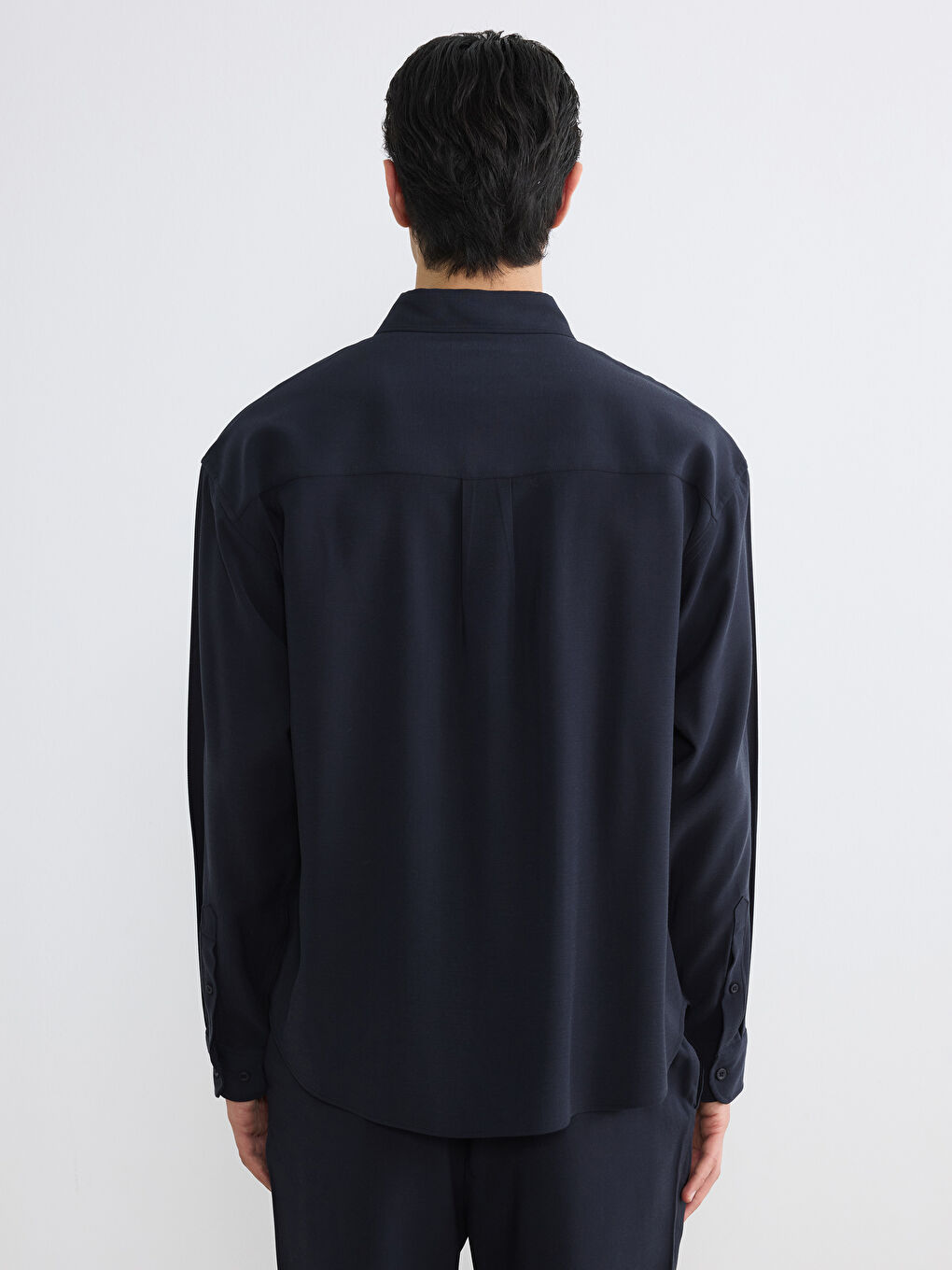 Lacivert Regular Fit Armürlü Erkek Gömlek-3