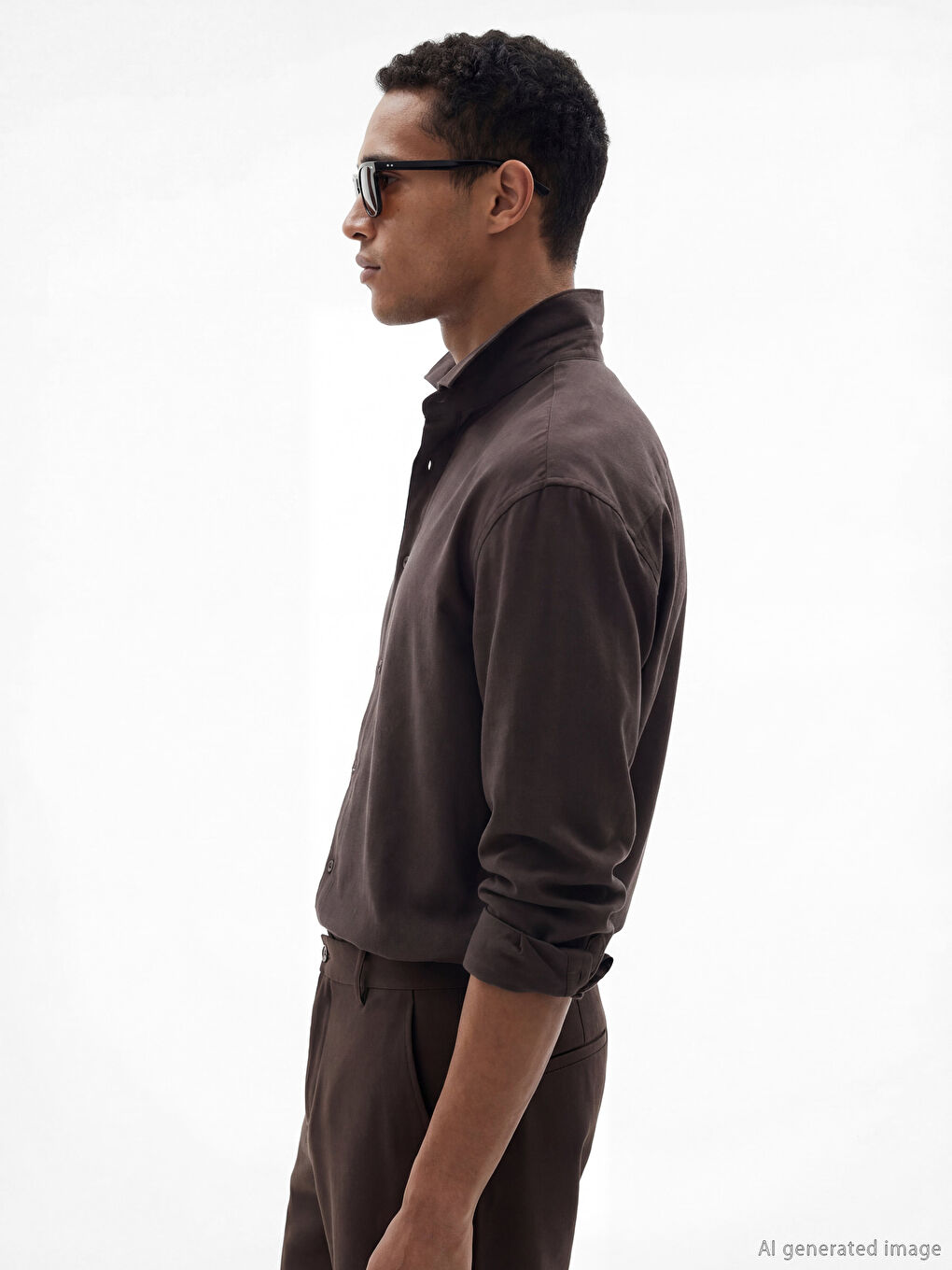 Kahverengi Regular Fit Armürlü Erkek Gömlek