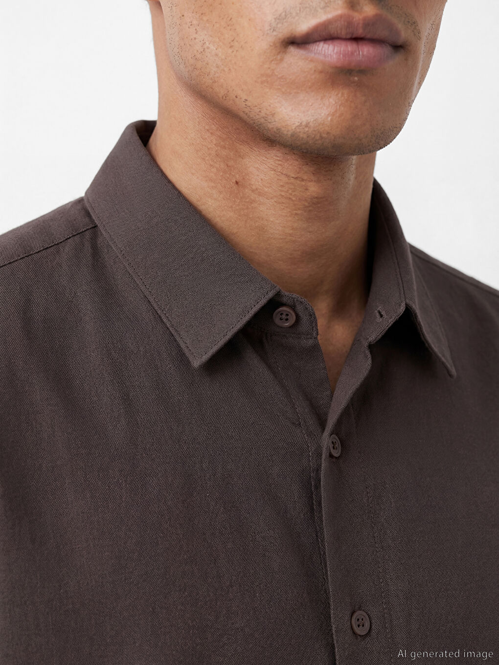 Kahverengi Regular Fit Armürlü Erkek Gömlek-2