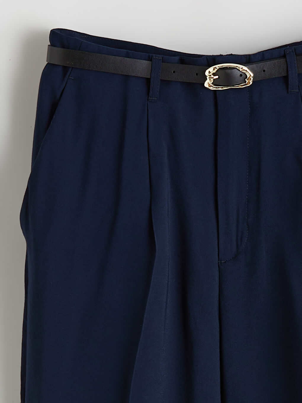 Lacivert Beli Kemerli Havuç Kesim Kadın Pantolon-5