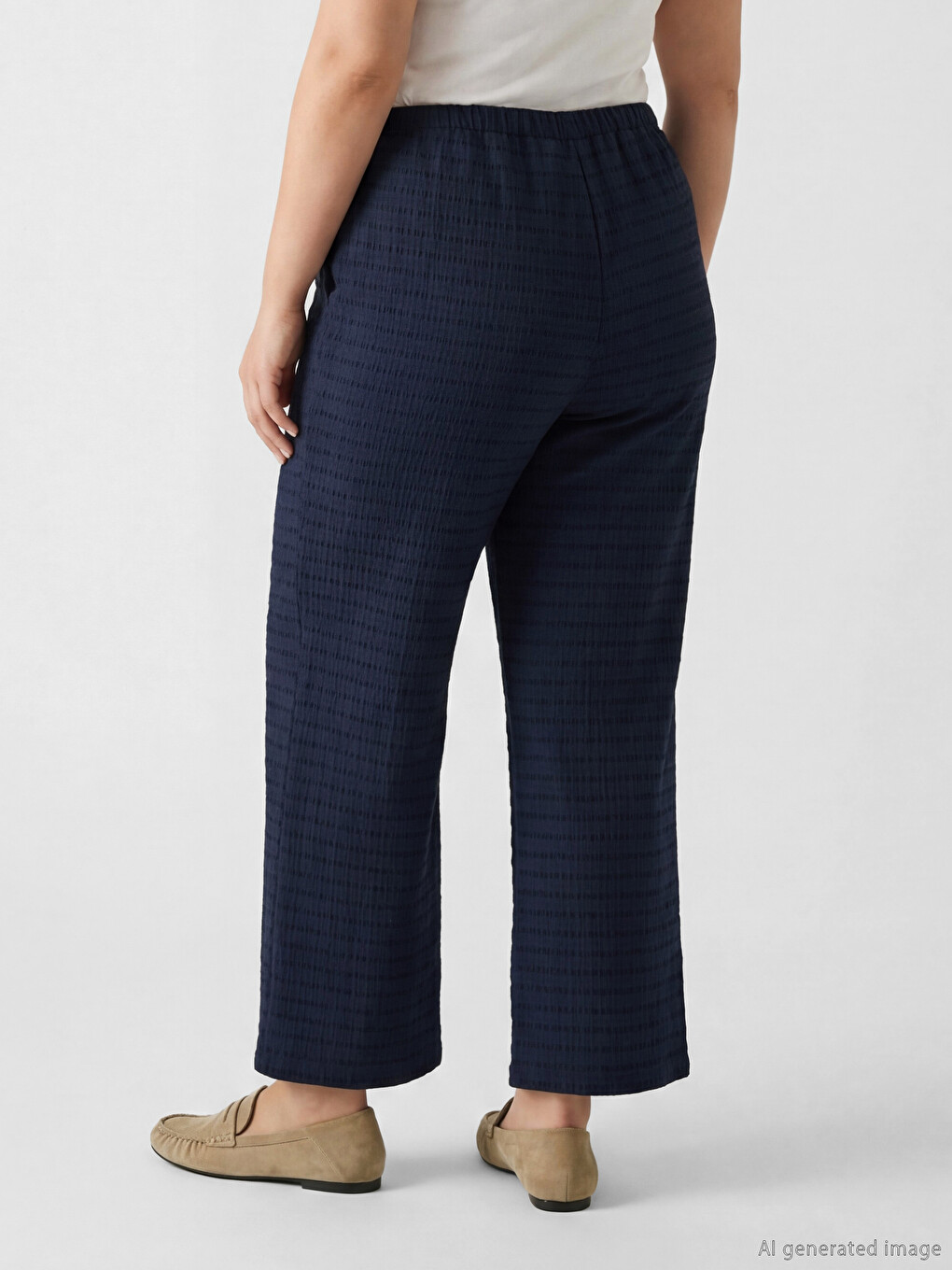 Elastic Waist Dobby Fabric Women's Trousers-2