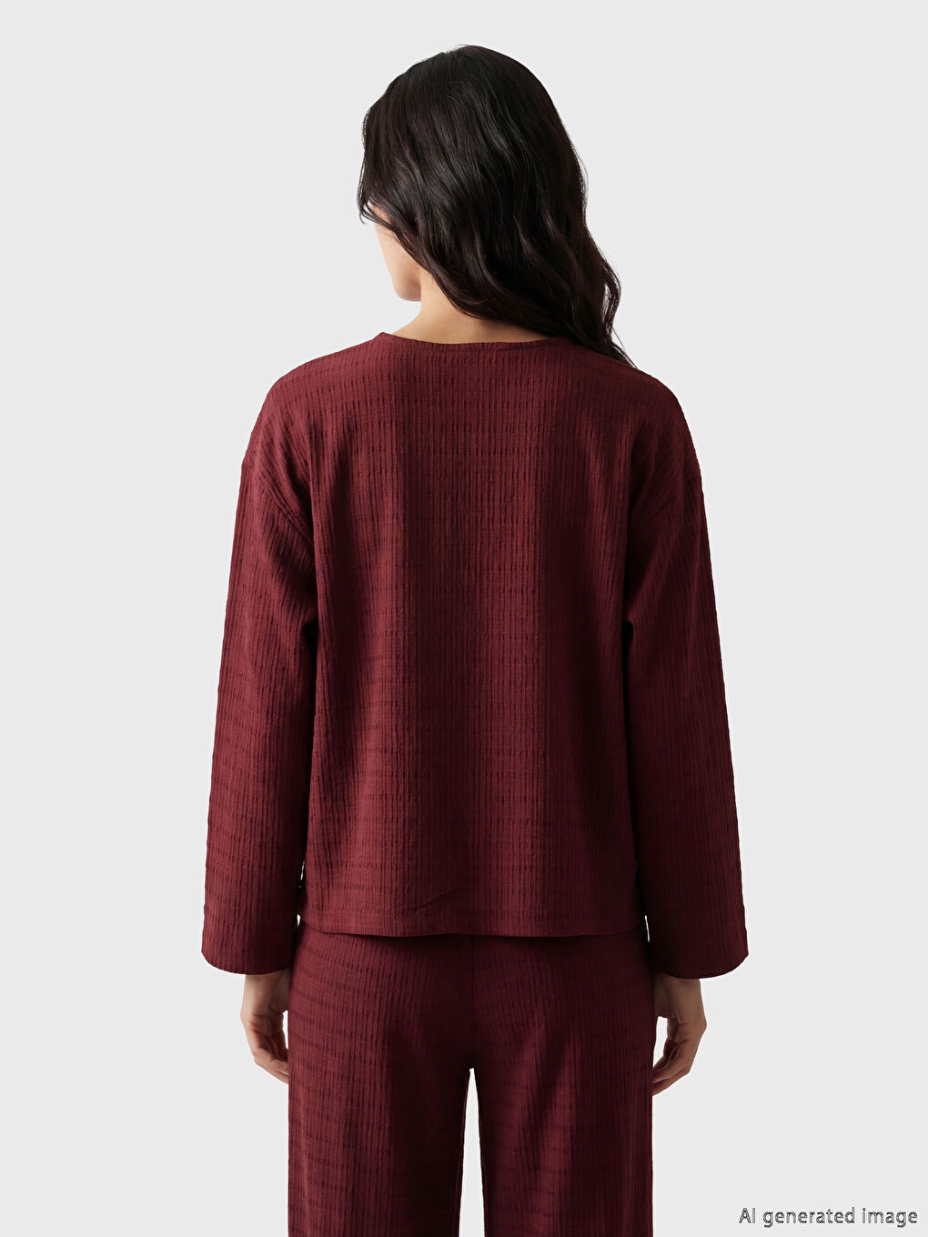 كيمونو نسائي بياقة على شكل حرف V من قماش دوبي-3