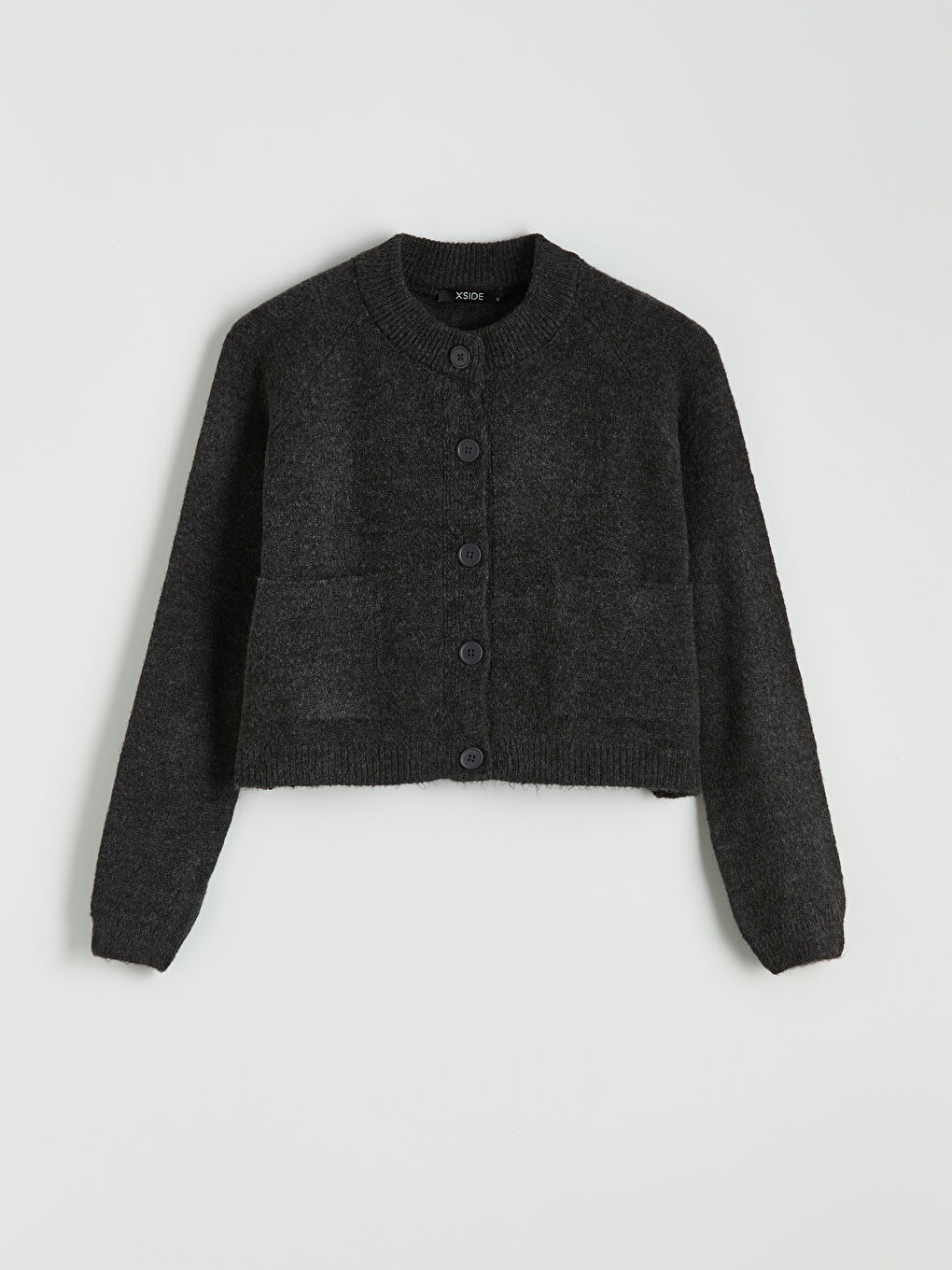 Antrasit Bisiklet Yaka Kadın Triko Hırka