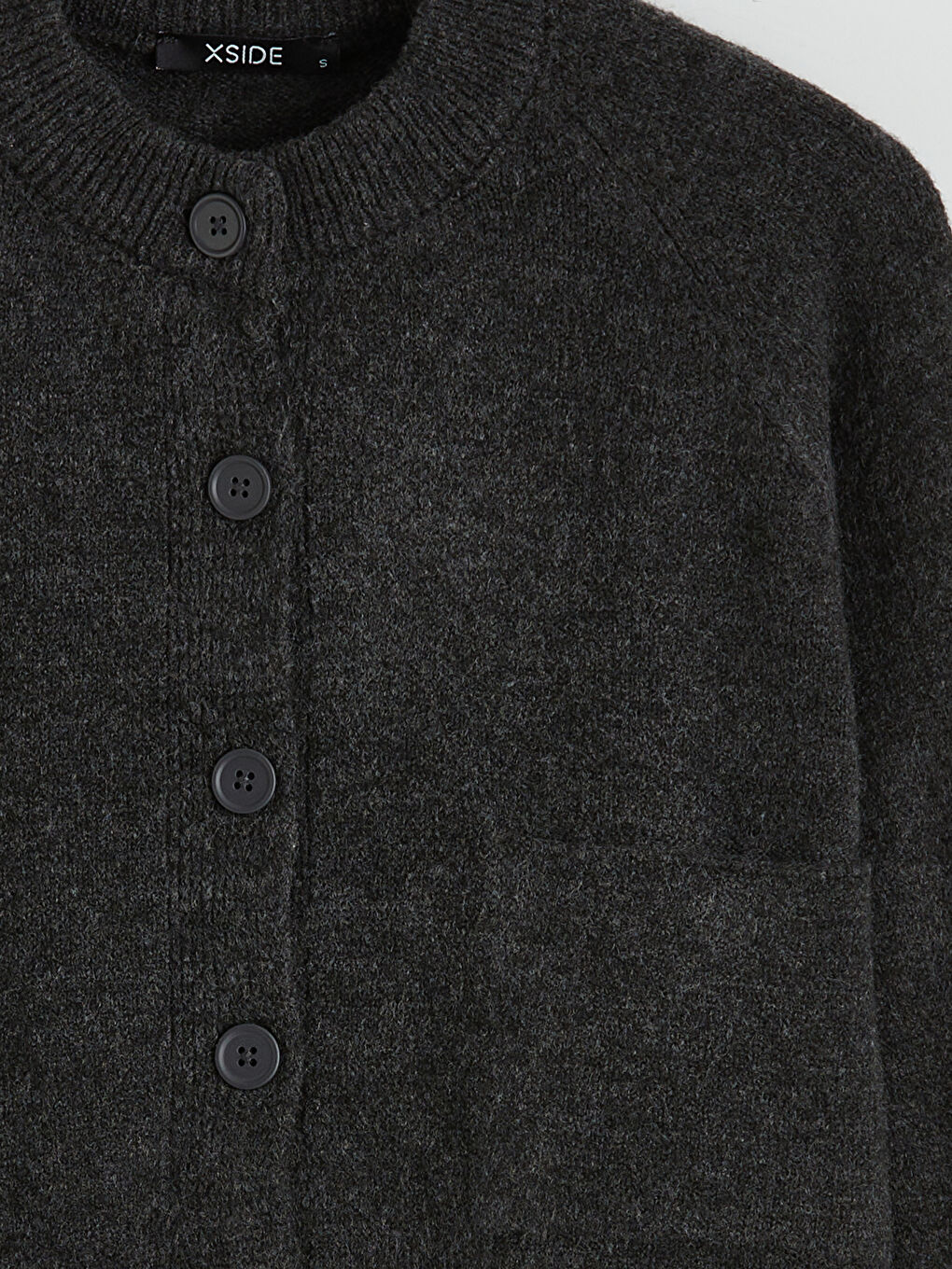 Antrasit Bisiklet Yaka Kadın Triko Hırka-1