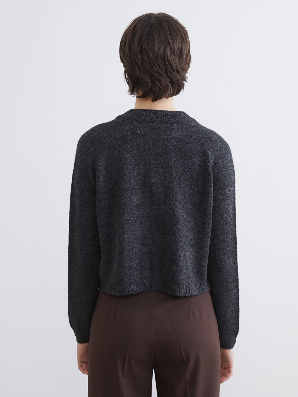 Kahverengi Bisiklet Yaka Kadın Triko Hırka-3