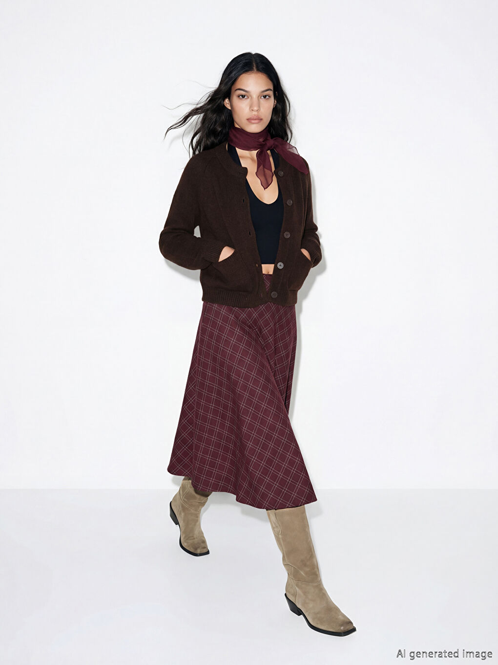 Әйелдерге арналған дөңгелек жағалы трикотаж кардиган-1