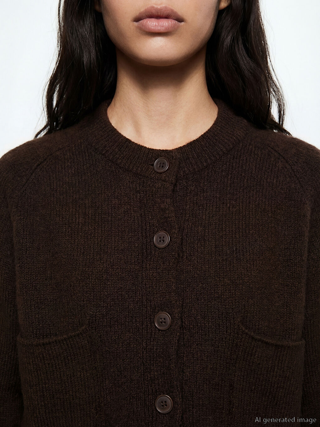 Әйелдерге арналған дөңгелек жағалы трикотаж кардиган-2