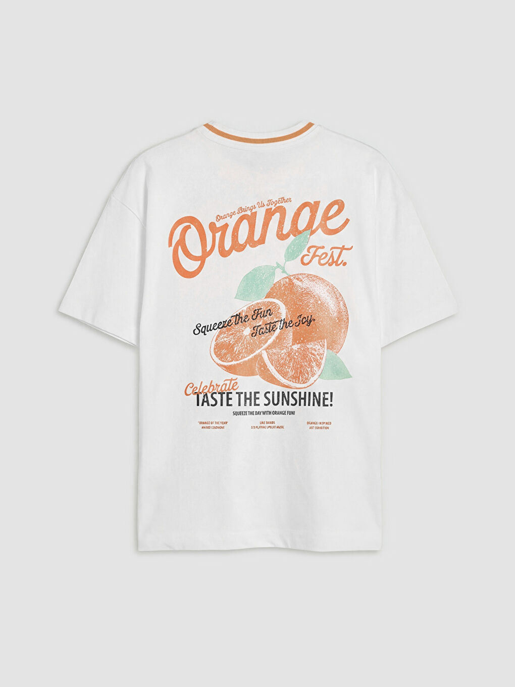 Ekru Bisiklet Yaka Baskılı Kız Çocuk Tişört-1