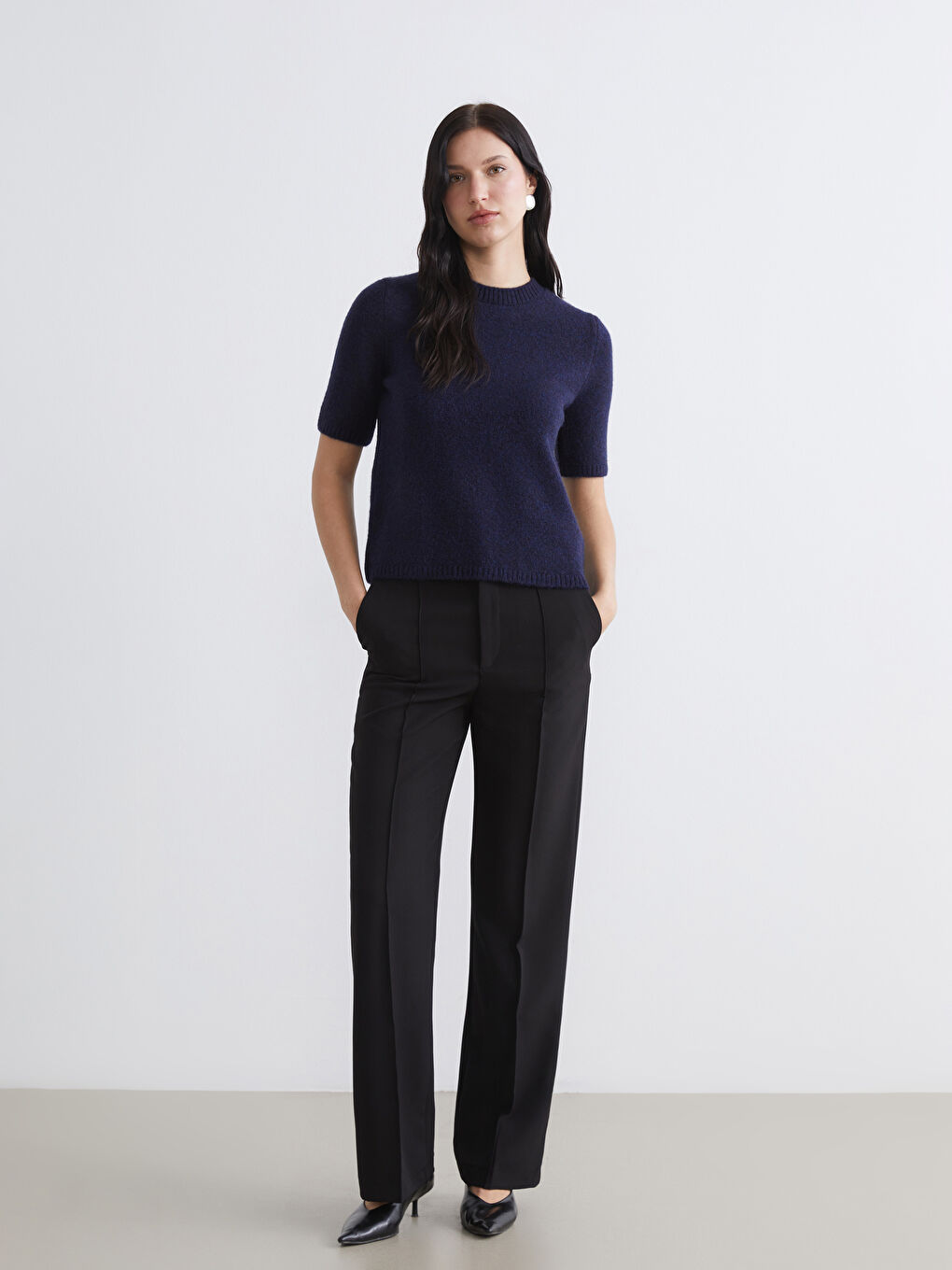 Жена Морско-Синьо Пуловер -1