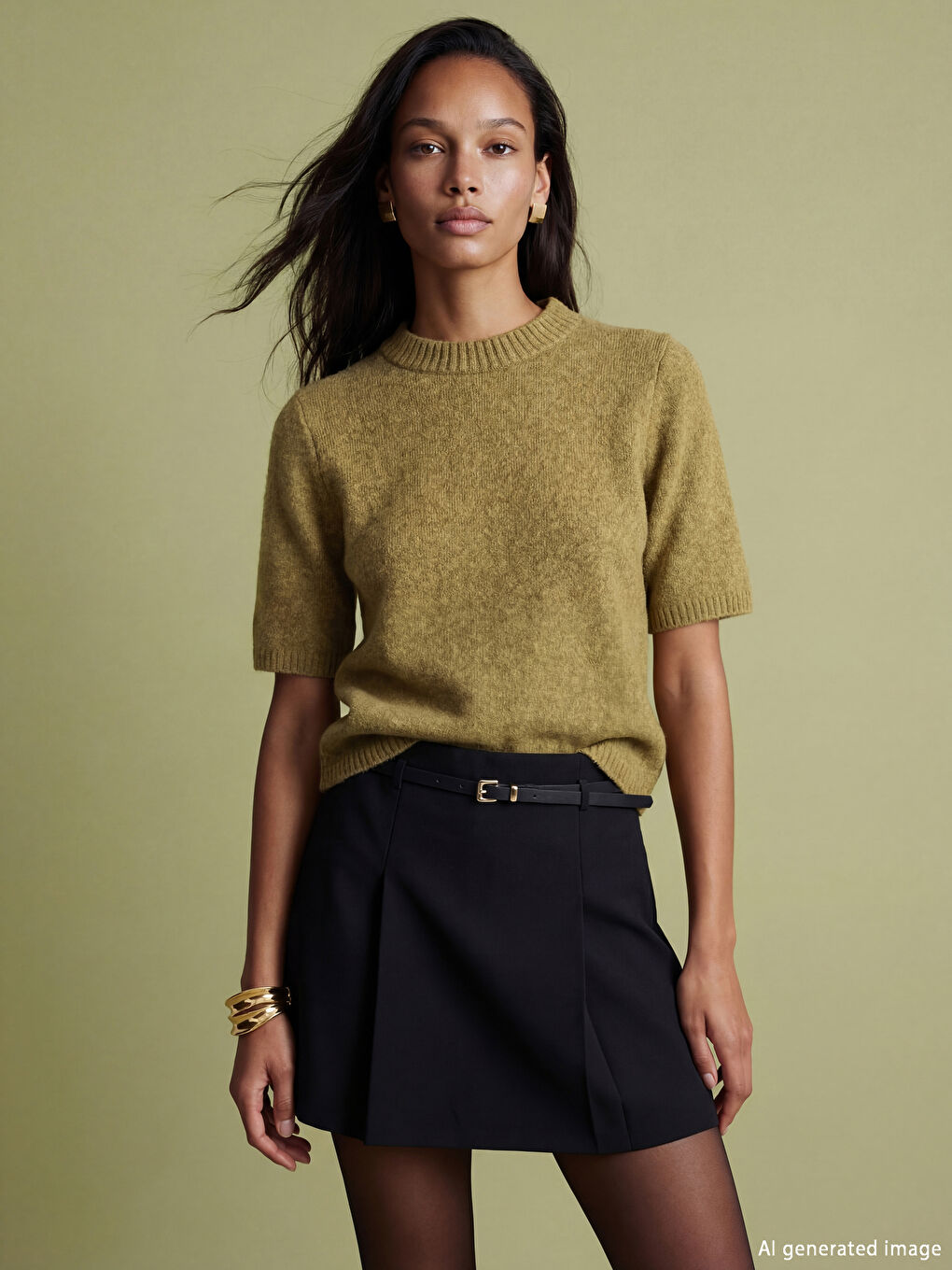 Yeşil Regular Fit Kadın Triko Kazak