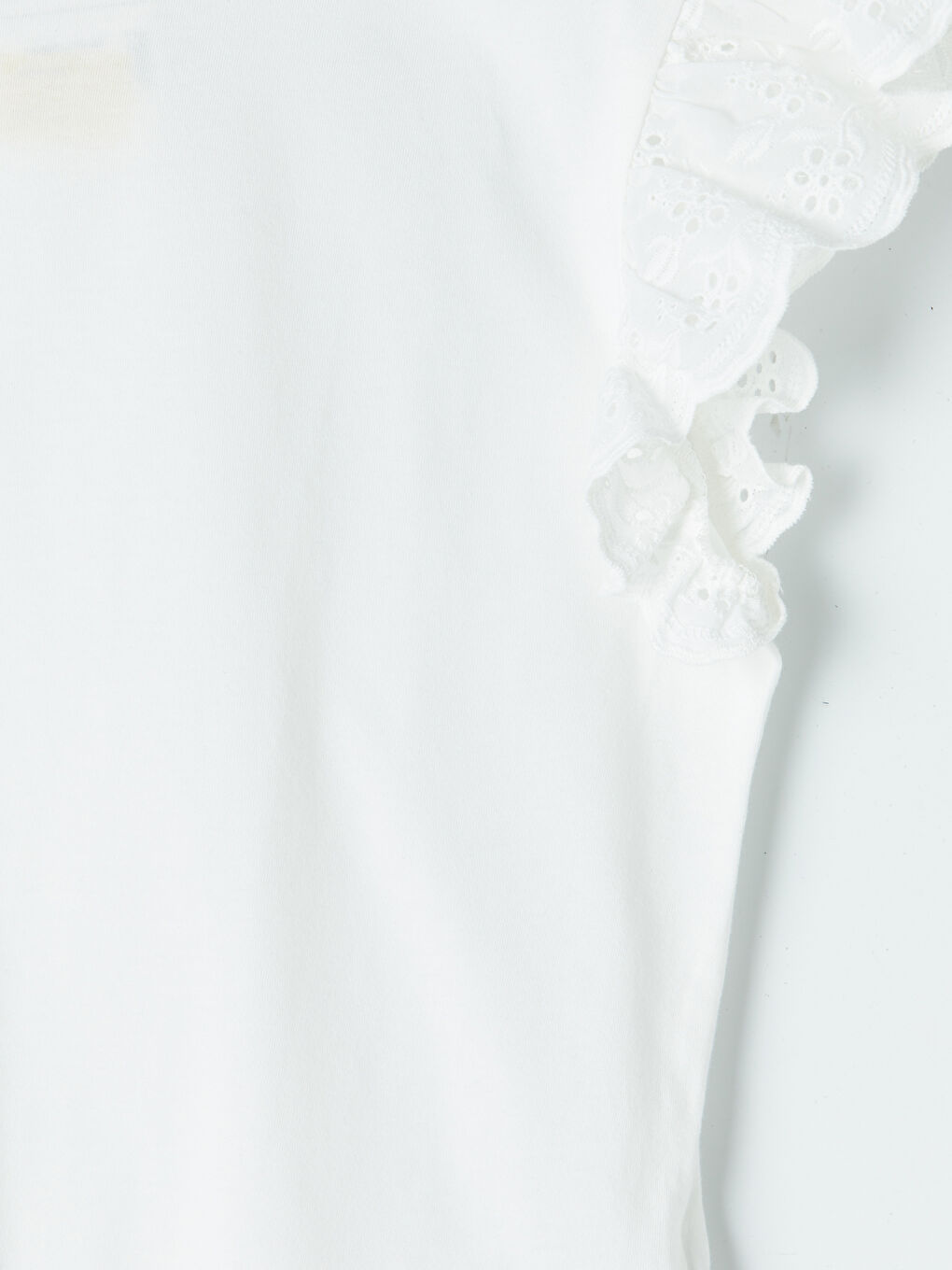 Ekru Bisiklet Yaka Nakışlı Kadın Tişört-1