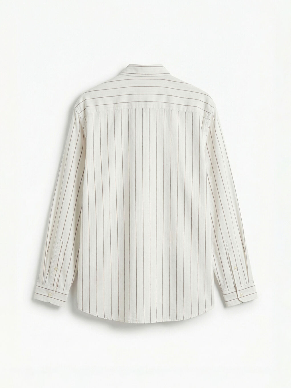 Kahverengi Regular Fit Çizgili Armürlü Erkek Gömlek-1