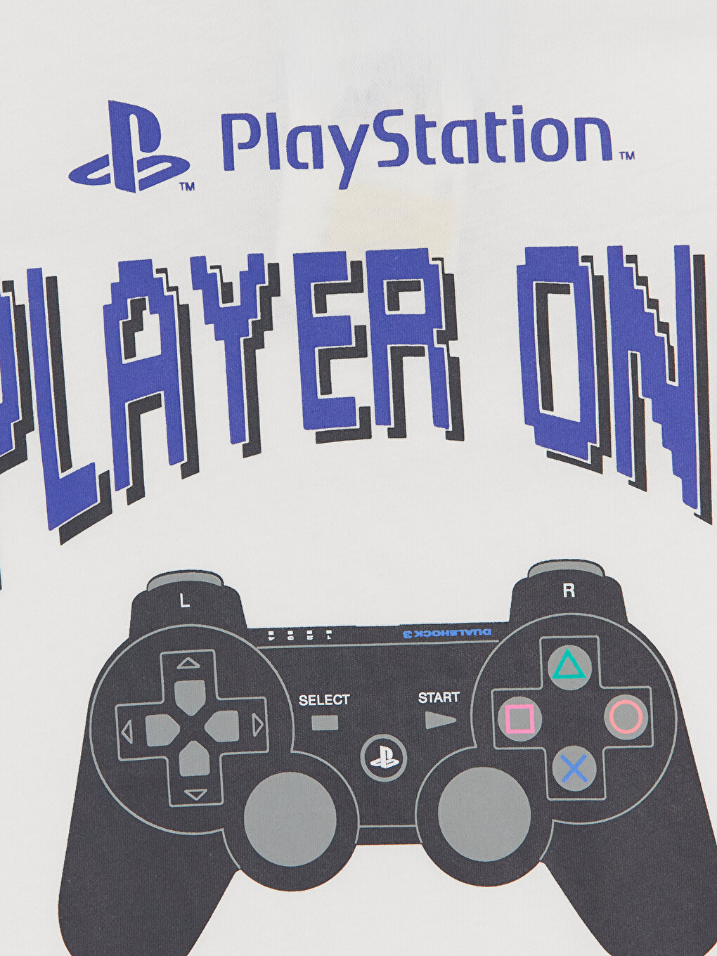 Beyaz Bisiklet Yaka Playstation Baskılı Erkek Çocuk Tişört-1