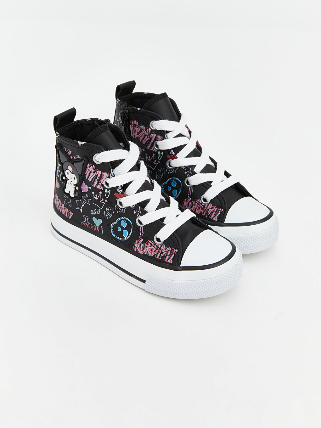 Siyah Kuromi Baskılı Bilek Boy Kız Çocuk Spor Ayakkabı