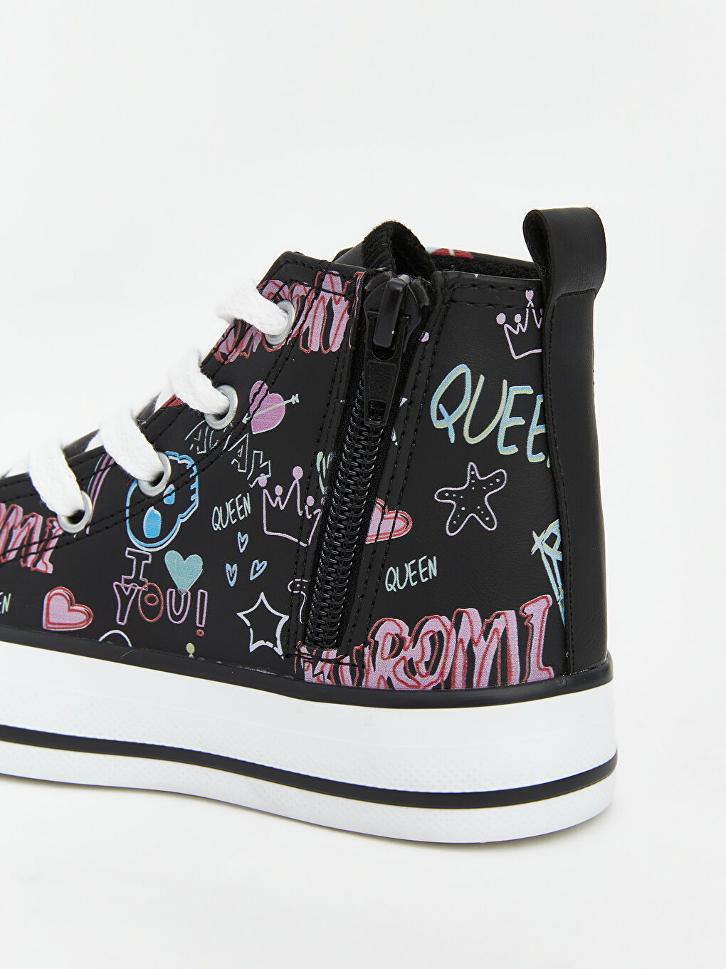 Siyah Kuromi Baskılı Bilek Boy Kız Çocuk Spor Ayakkabı-4