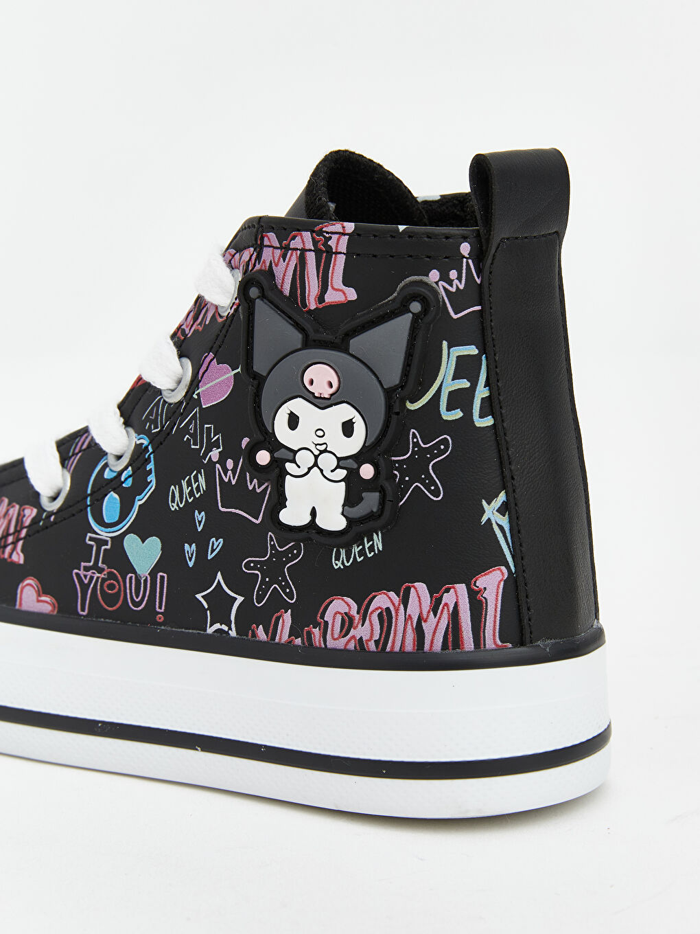 Siyah Kuromi Baskılı Bilek Boy Kız Çocuk Spor Ayakkabı-5