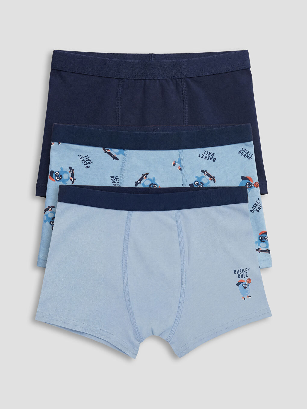 Mavi Erkek Çocuk Boxer 3'lü Paket-5