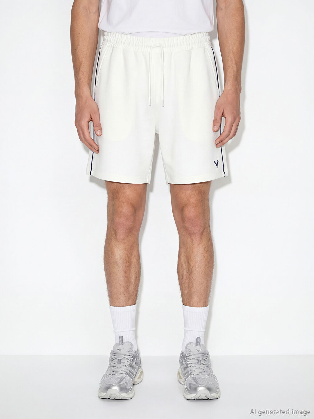 Ekru Rahat Kalıp Beli Lastikli Erkek Şort-1