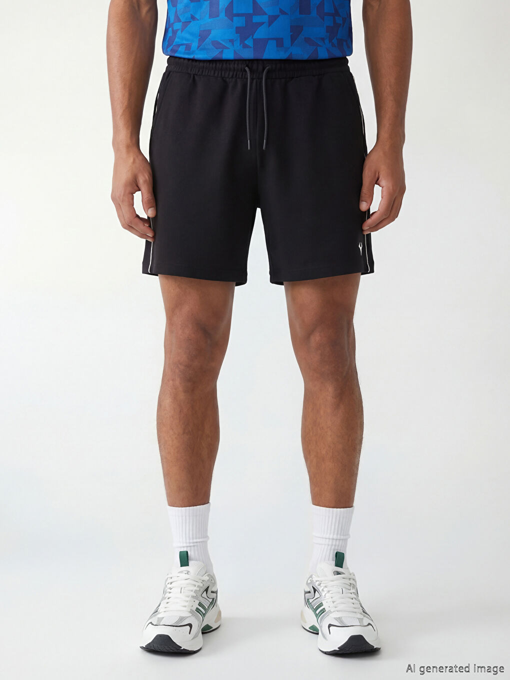 Siyah Rahat Kalıp Erkek Spor Şort-1