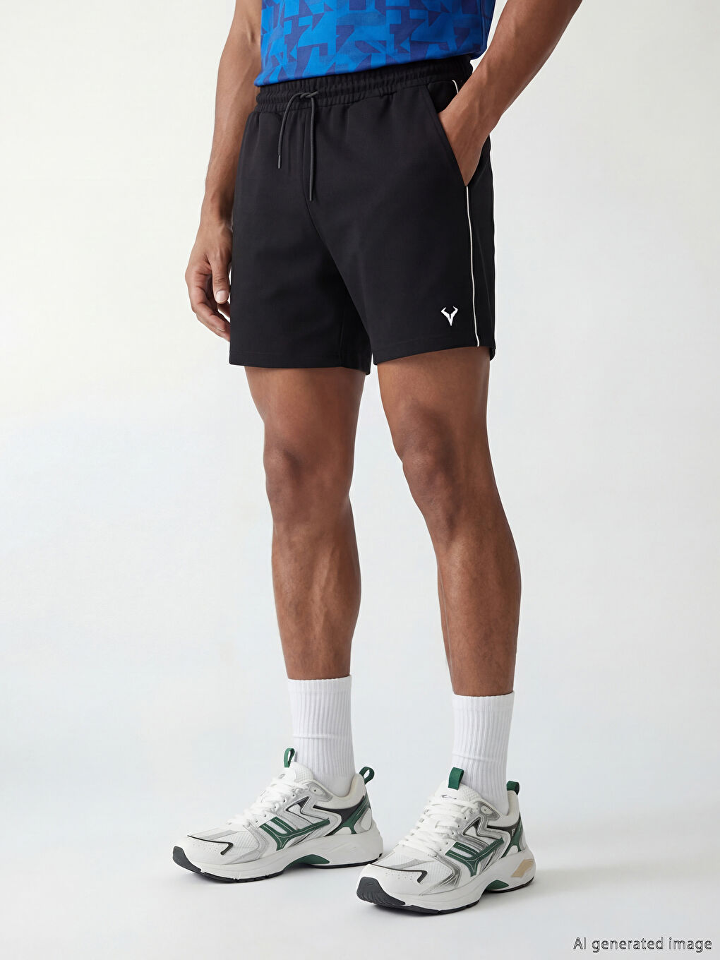 Siyah Rahat Kalıp Erkek Spor Şort-2