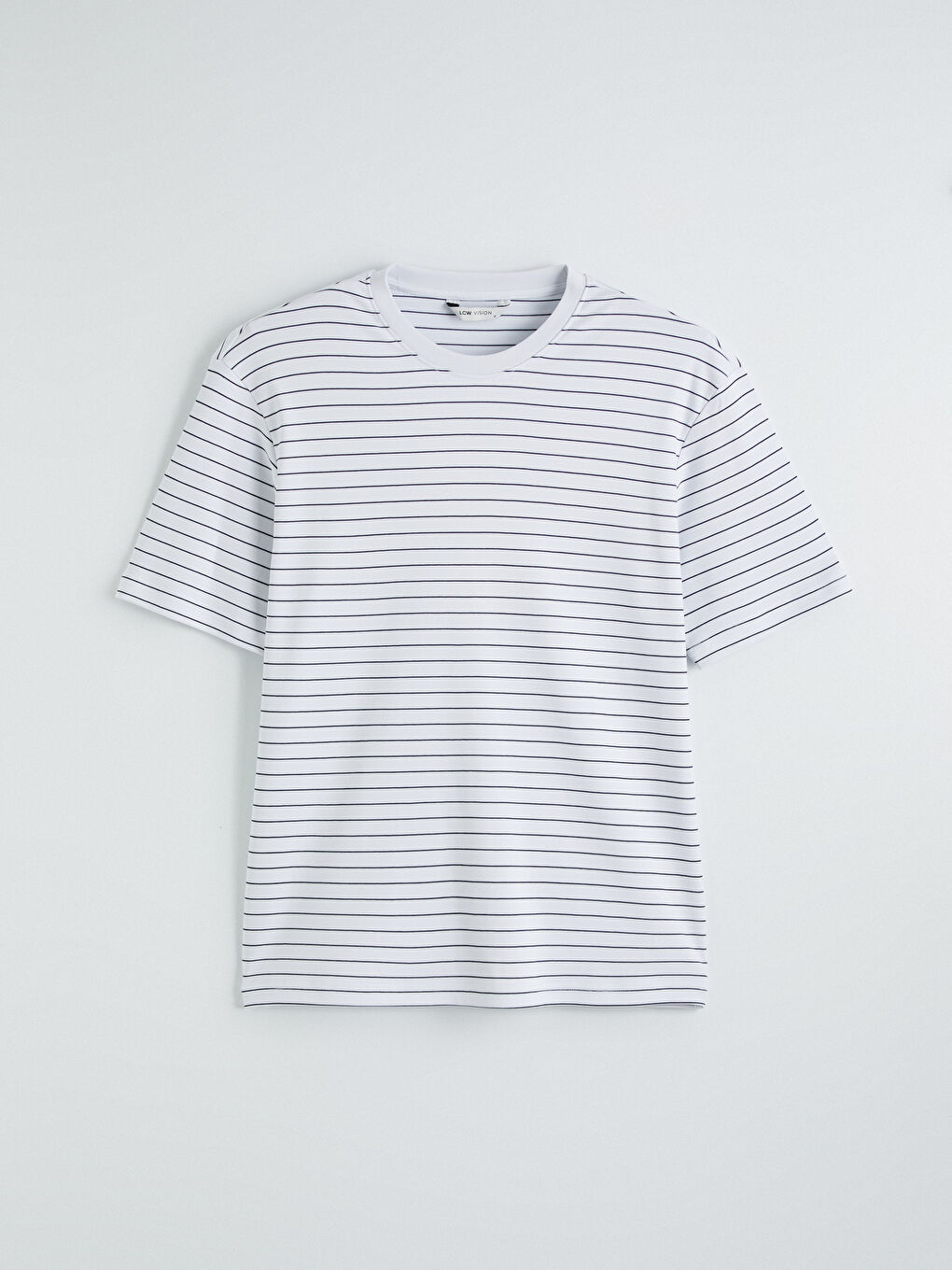 Ekru Bisiklet Yaka Çizgili Erkek Tişört-4