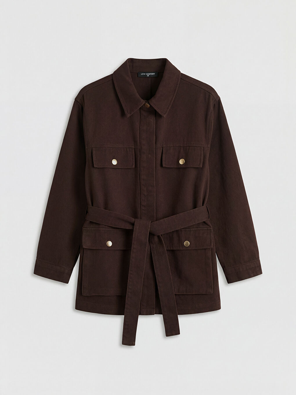 Kahverengi Kuşaklı Kadın Jean Tunik