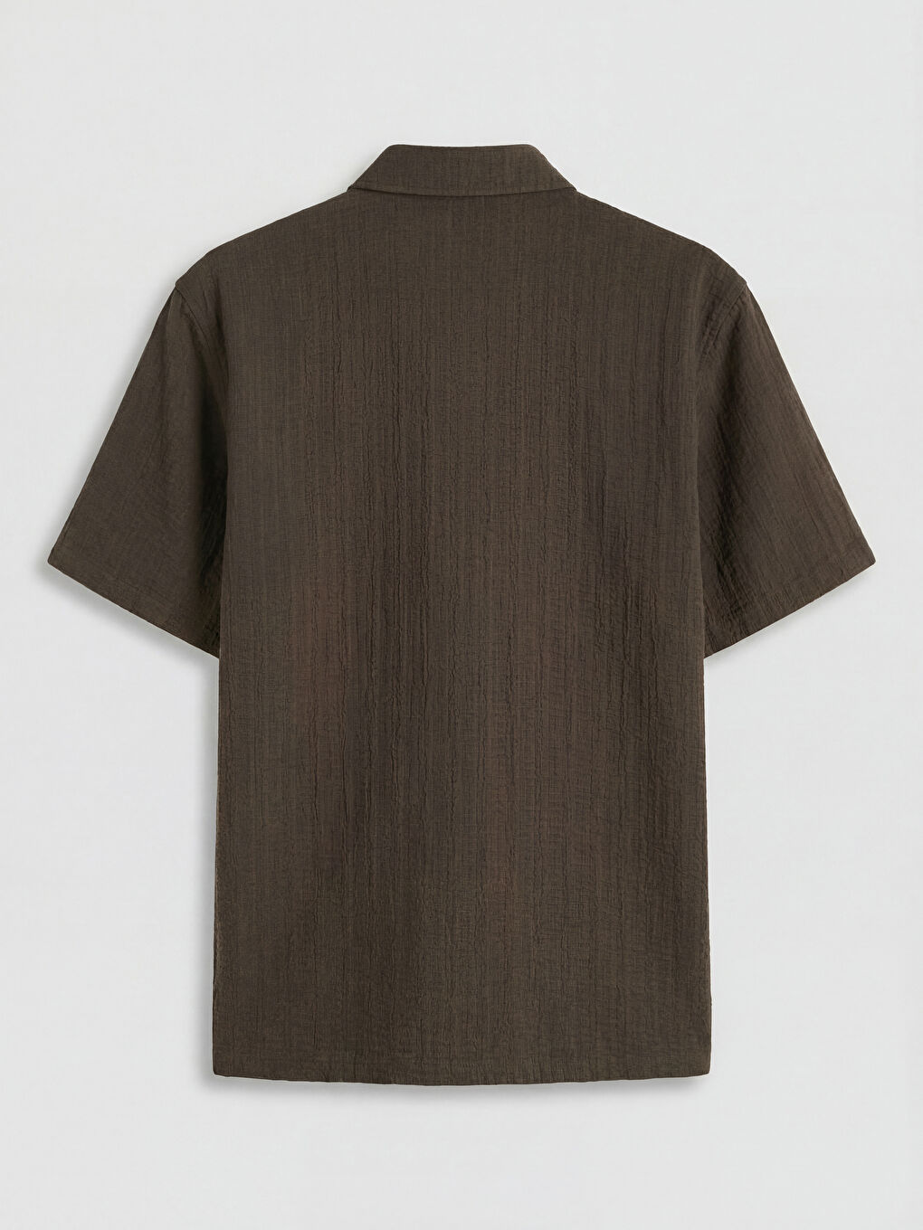 Kahverengi Rahat Kalıp Erkek Armürlü Gömlek-1